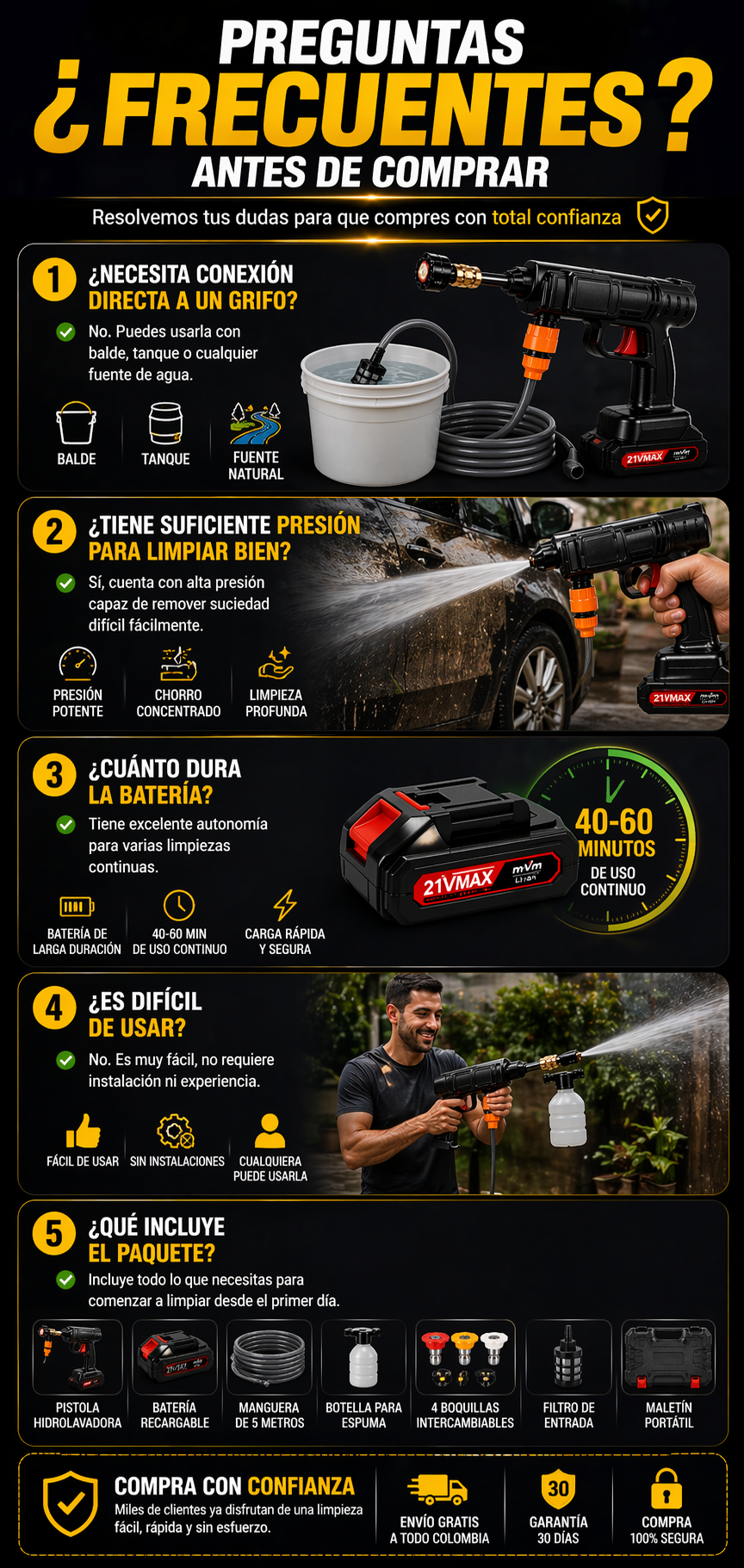 PROMO Kit Premium™ de Limpieza Profesional Hidrolavadora – Sistema Completo Sin Cables